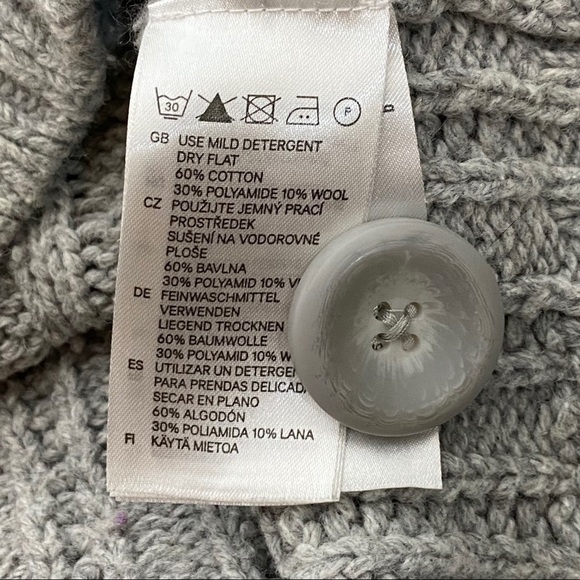 L.O.G.G by H&M short sleeve cardigan gray Cable Knit Cotton Wool Blend size L - Picture 9 of 11